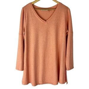 Soft Surroundings Orange V-Neck Side Slit Tunic Top